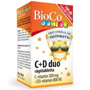 BioCo C+D duo C-vitamin 500 mg + D-vitamin 800 NE Junior rágótabletta - 100db